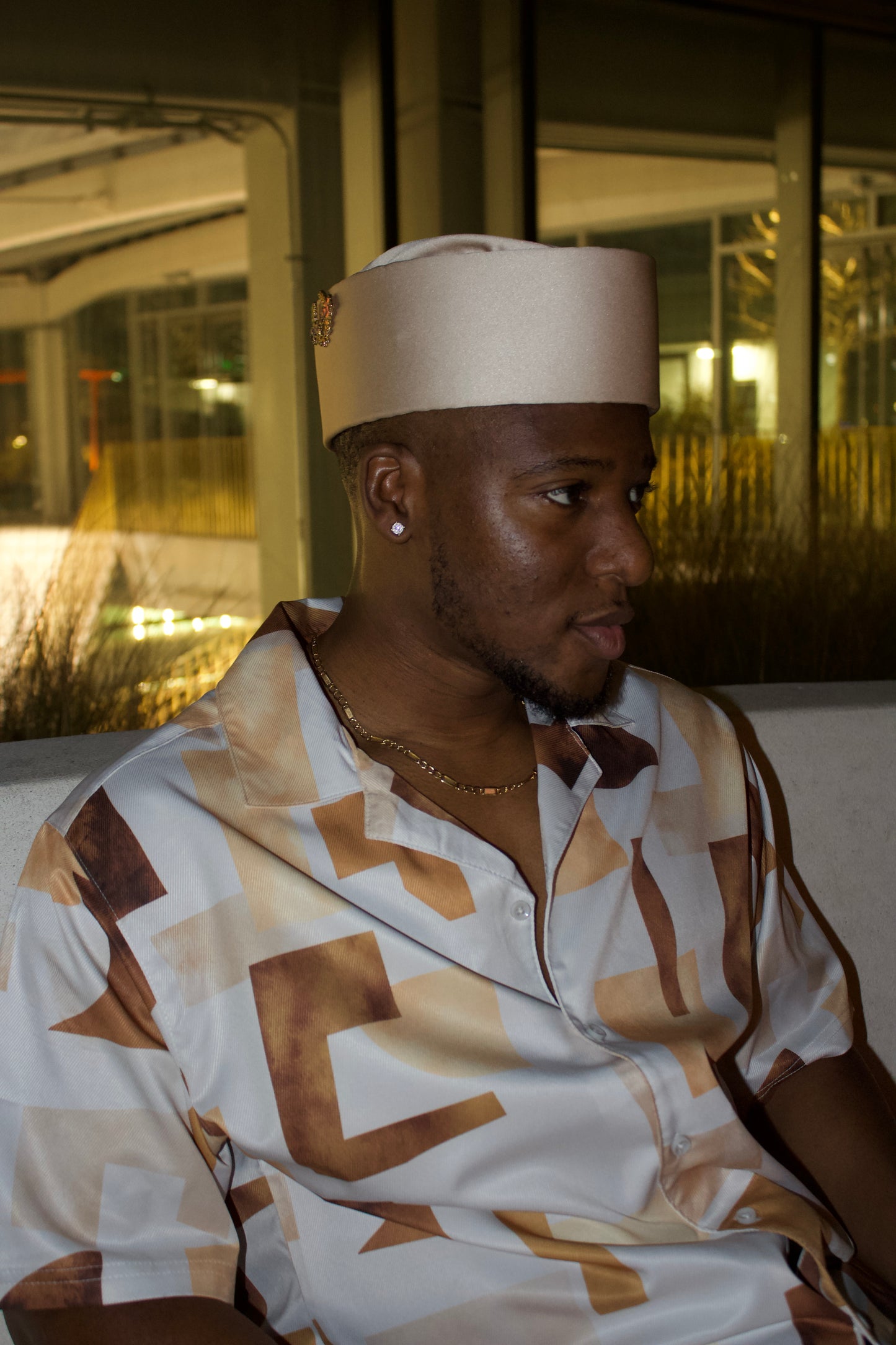 Beige Satin Original Oga Faaji Crown