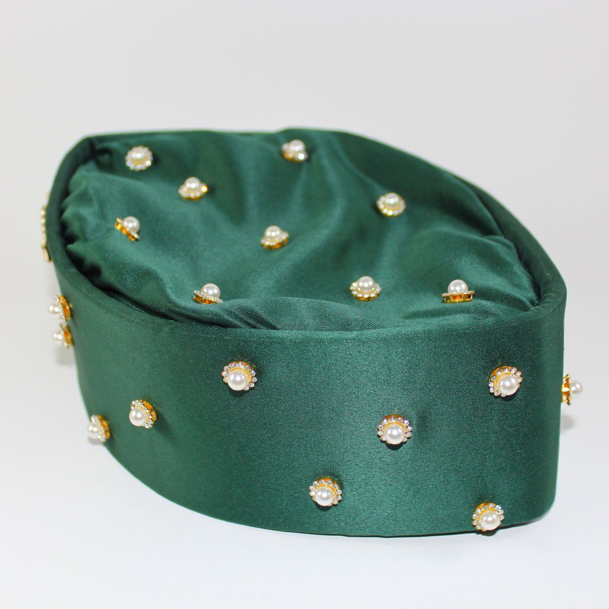 Forest Green Satin Pearl Oga Faaji Crown