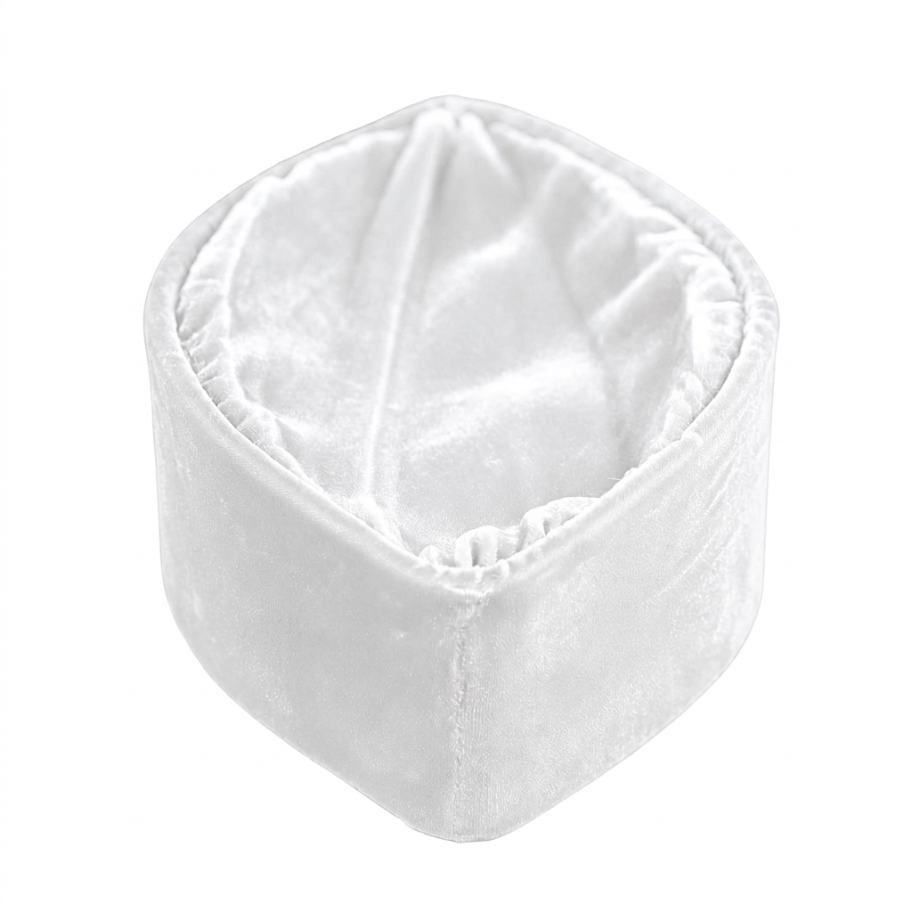 A white velvet skullcap by oga faaji